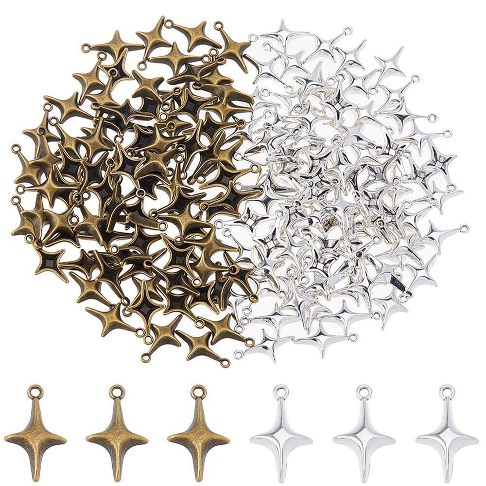 3171 160Pcs 2 Colors Star Pendant Mini Star Charms 19x11.5x3mm Small Stars